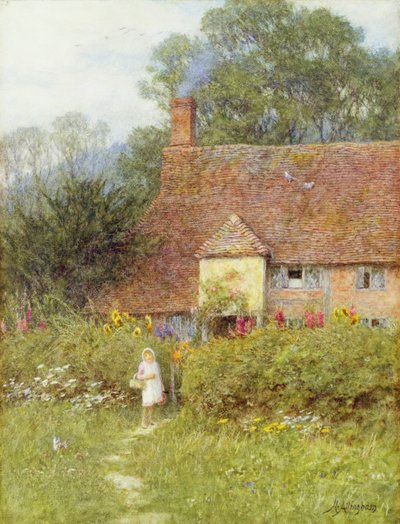 Vicino al cancello del cottage da Helen Allingham